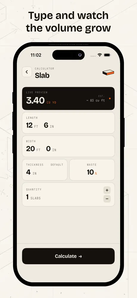Concrete Calculator - Pour screenshot 2