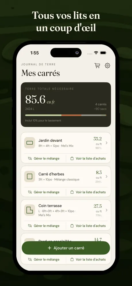 Calcul Terre Jardinière screenshot 1