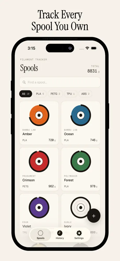 Spool Log - 3D Print Manager screenshot 1