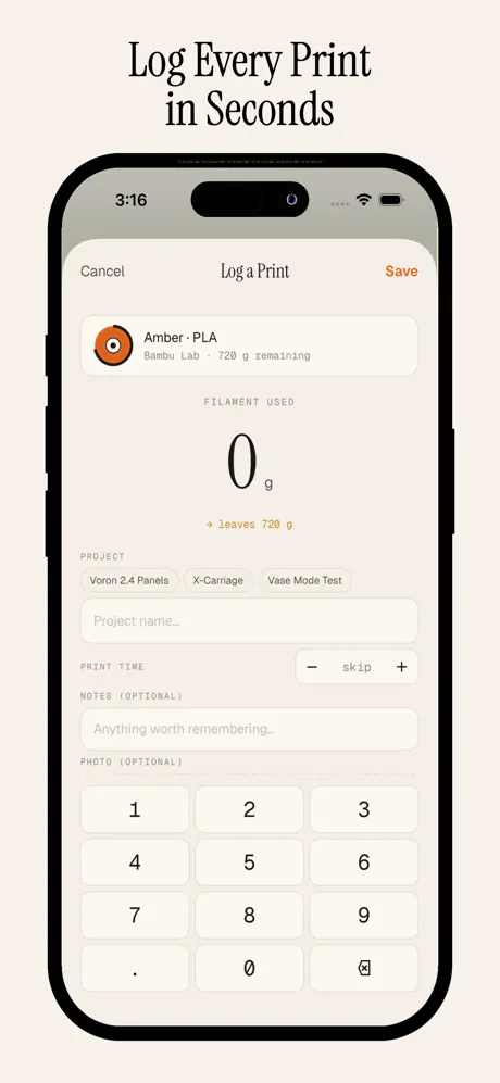Spool Log - 3D Print Manager screenshot 3
