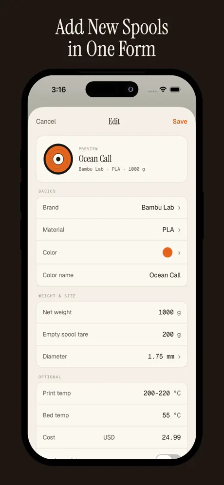 Spool Log - 3D Print Manager screenshot 4