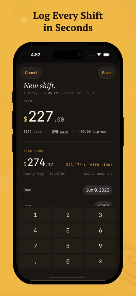 Tip Jar - Shift & Wage Log screenshot 2