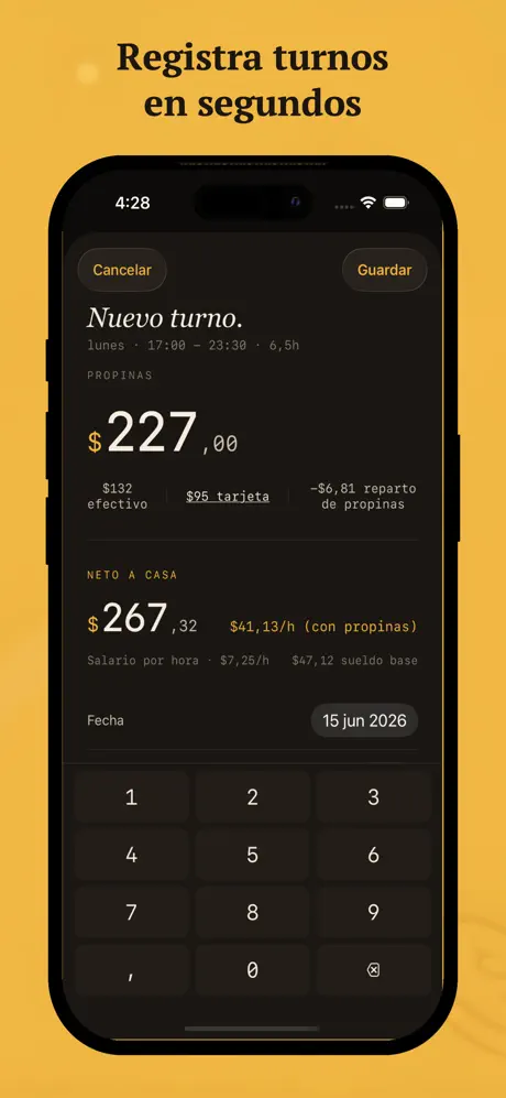 Tip Jar - Registro de Turnos screenshot 2